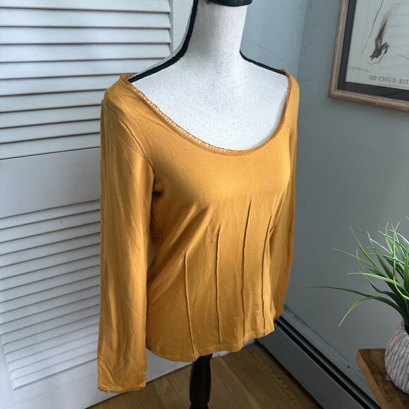 Vintage METROSTYLE Top Womens Medium Mustard Yellow Scoop Neck Retro Y2K Grunge - Picture 4 of 8